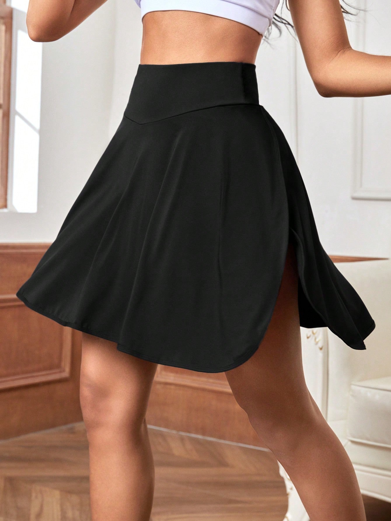 Activina Women's Sports Skirt For Outdoor Activities, Running, Exercise & Tennis, Anti-Exposure, Cute Ladylike & Lively Black Shorts Black