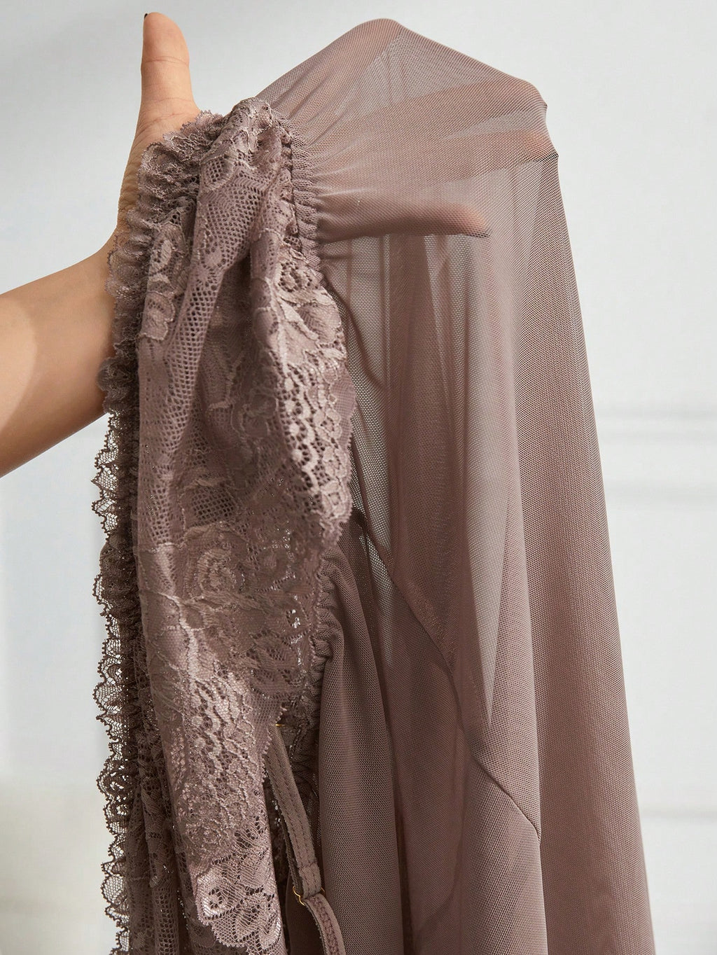 Women'S Lace Panel Hollow Out Shoulder Sleep Dress Pajama Dress Dusty Pink