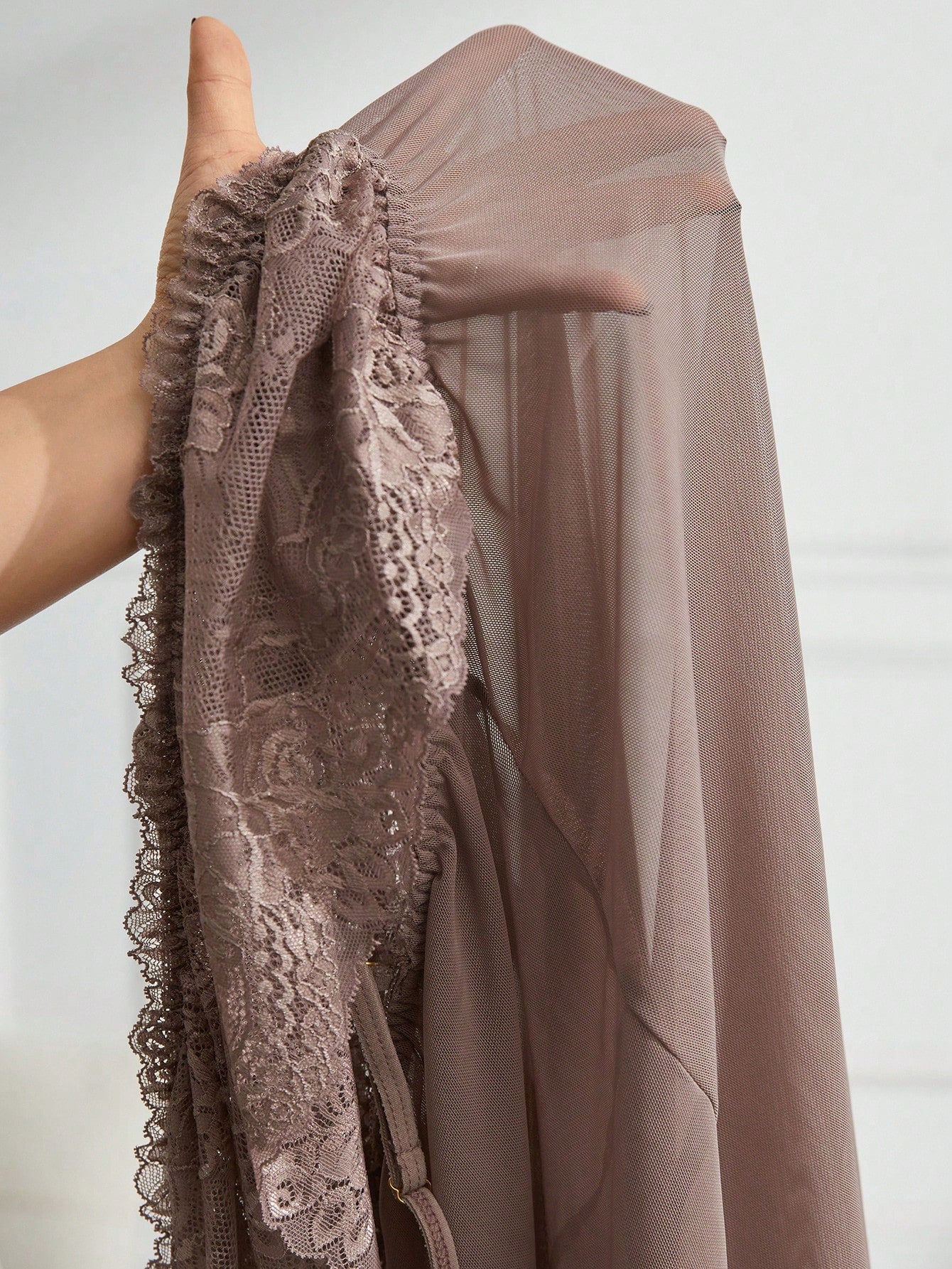 Women'S Lace Panel Hollow Out Shoulder Sleep Dress Pajama Dress Dusty Pink