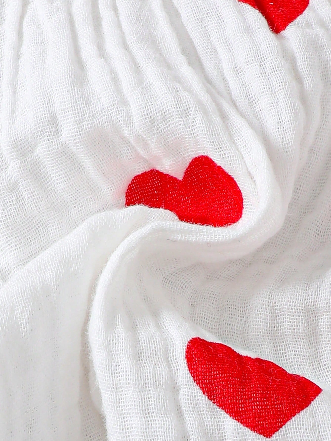 Summer Baby Girl Lovely Heart Printed Double-Layer Pleated Dress With Fashionable Hat 2pcs/Set Red and White