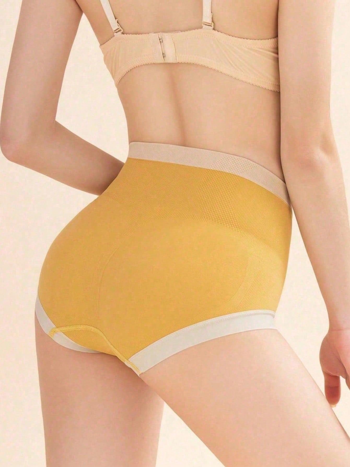6pcs Women's Seamless High Waist Triangle Panties, Assorted Colors Multicolor