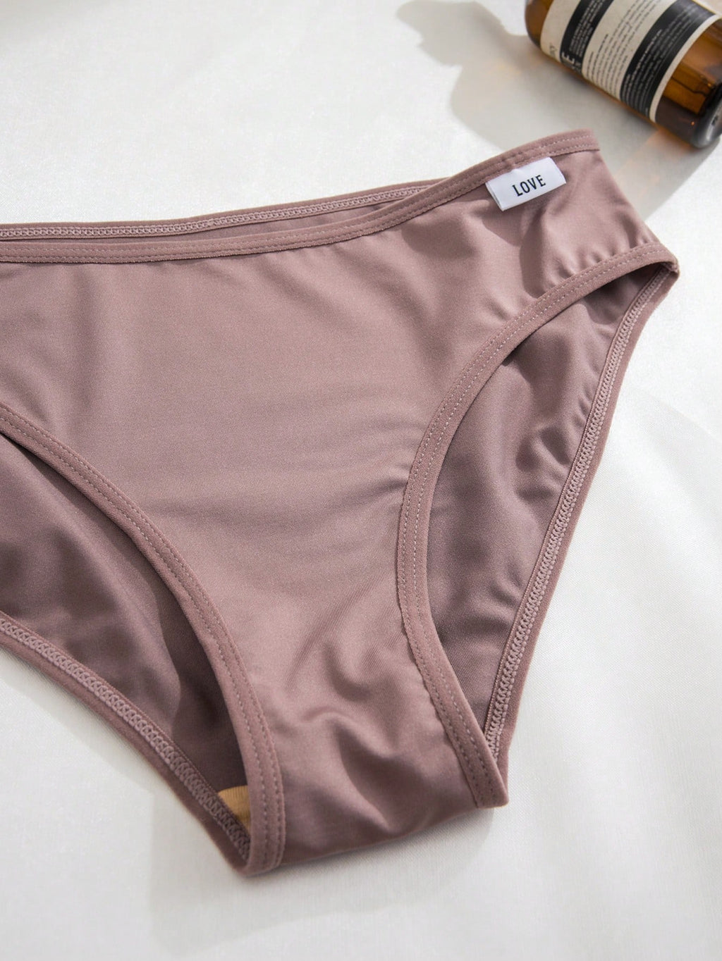 5pcs Women's LOVE Solid Color Comfortable And Breathable Triangle Panties Set Multicolor