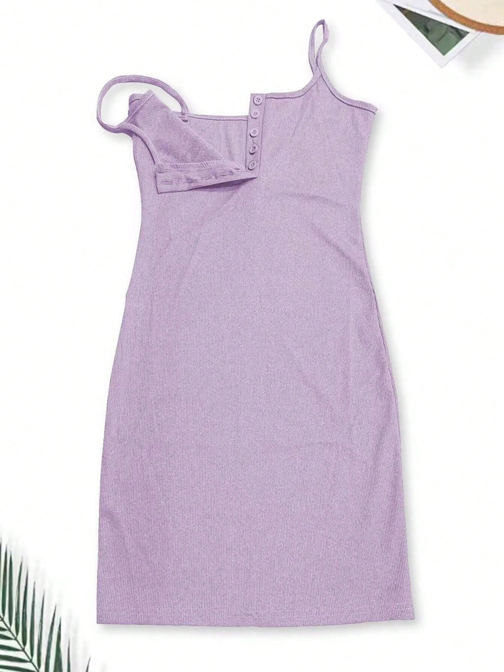 Button Front Sexy Bodycon Lingerie Dress Mauve Purple