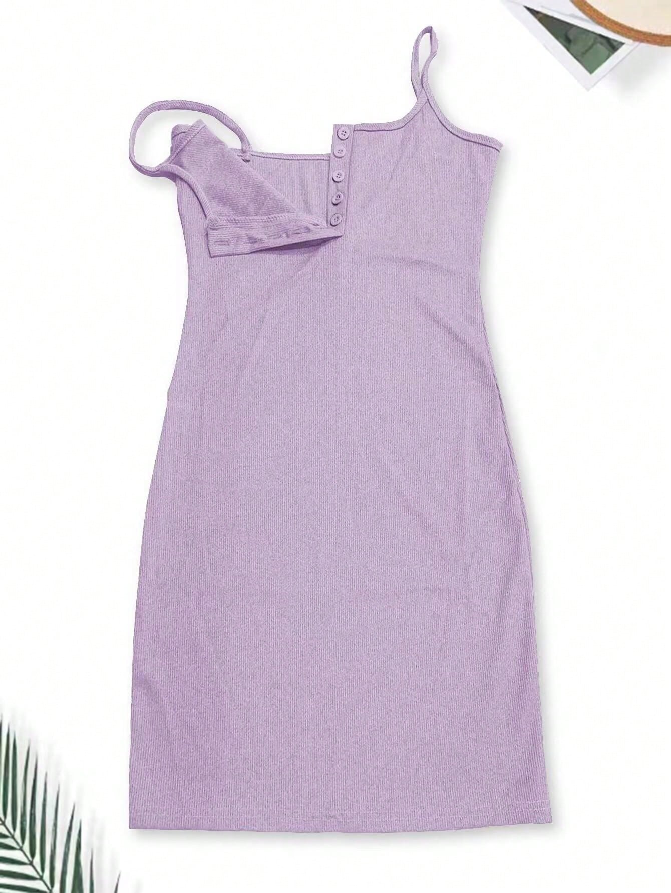 Button Front Sexy Bodycon Lingerie Dress Mauve Purple