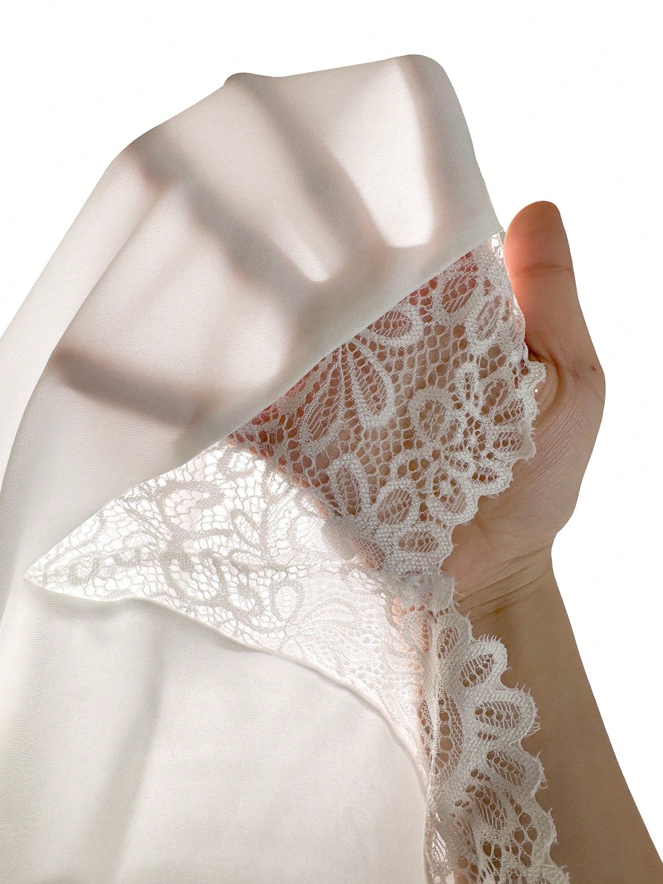 Ladies' Simple Solid Color Lace Strap Nightdress For Daily Wear White