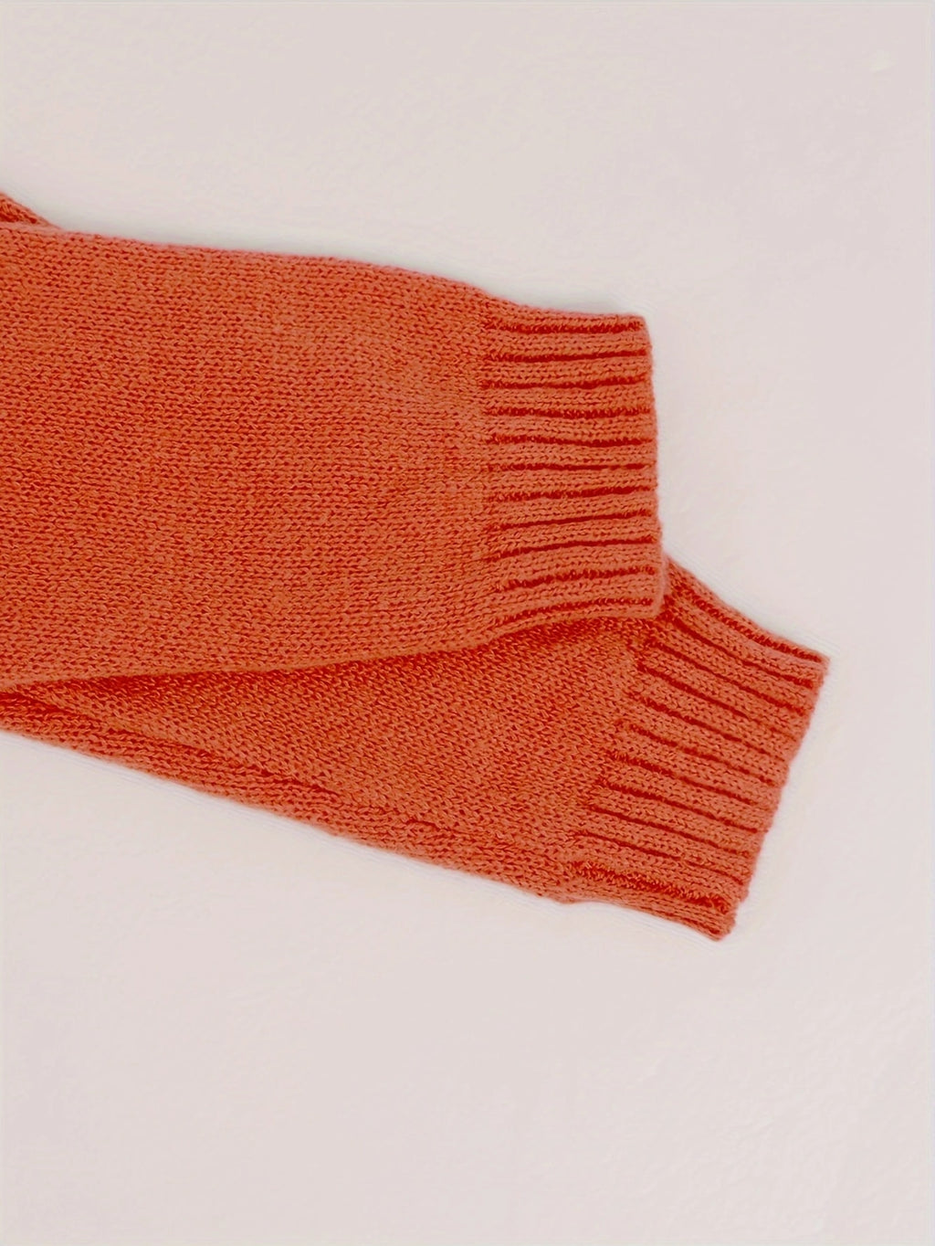 Custom MadeSimple Solid Color V-Neck Knit Sweater, Loose & Slimming, Elegant Casual Style, Pullover Long Sleeve Top, Autumn-Winter Burnt Orange