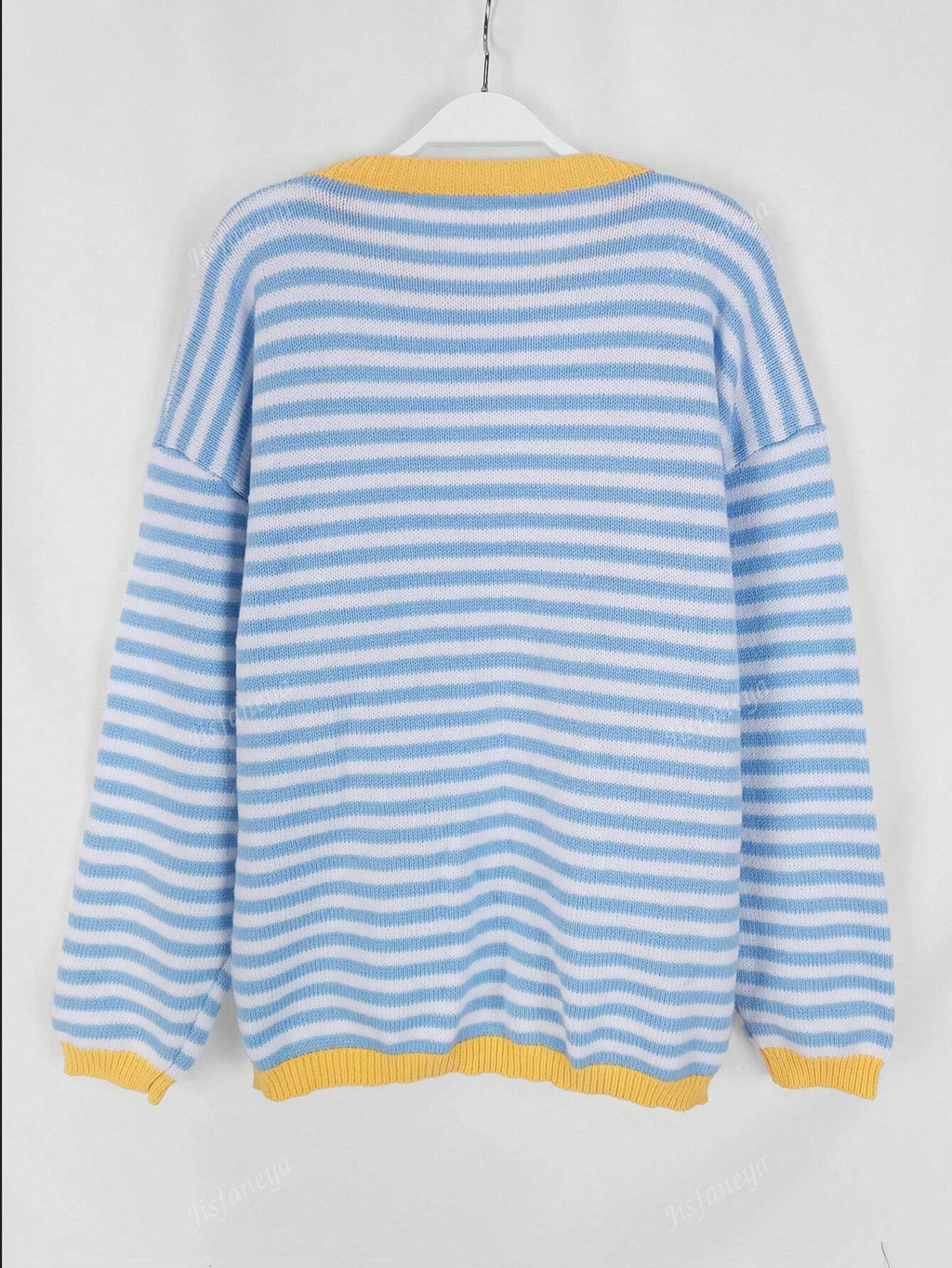 Women's Striped Casual Knit Sweater, Fall/Winter Blue