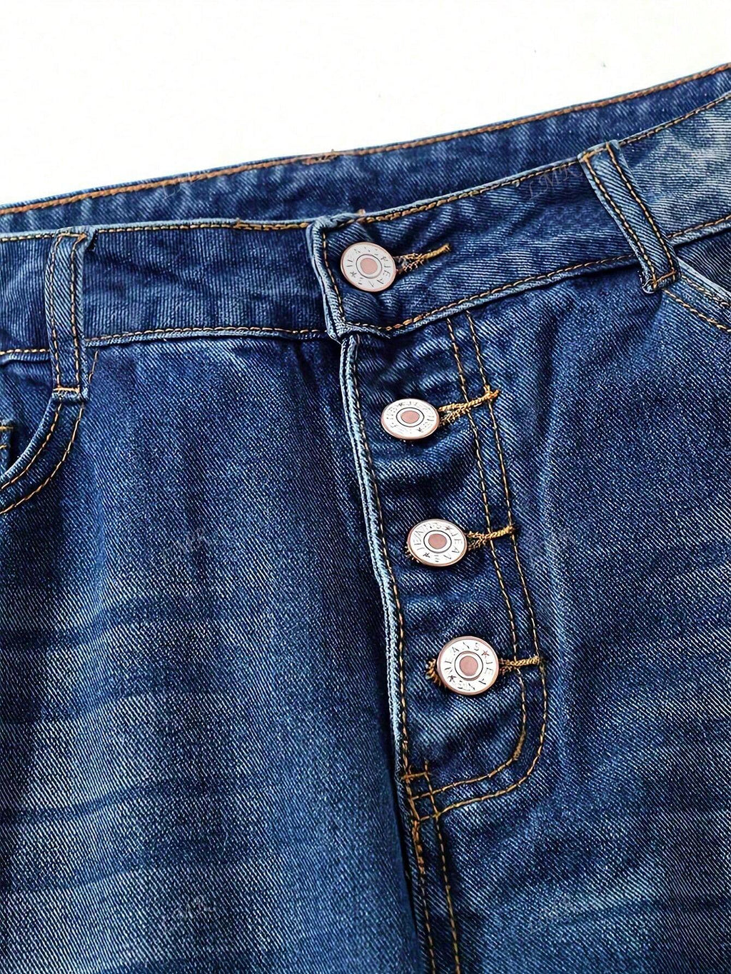 Women's Casual Distressed Single-Breasted Denim Jeans Dark Wash