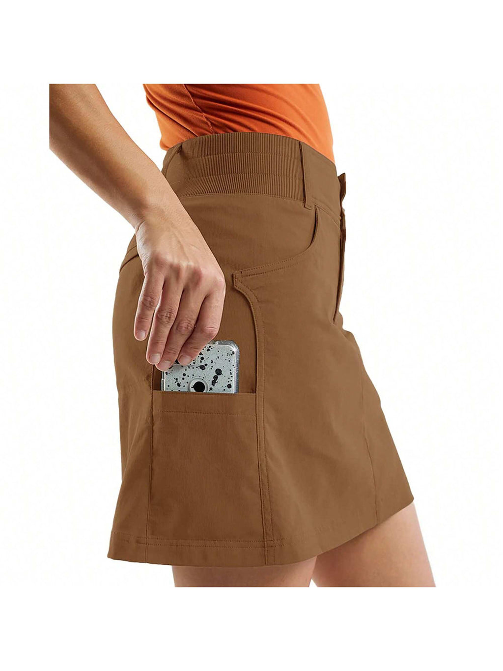 Liian Women's Casual Mid Rise Golf Hiking Skorts Athletic Running Relaxed Fit Tennis Skirts With Shorts Pockets Khaki