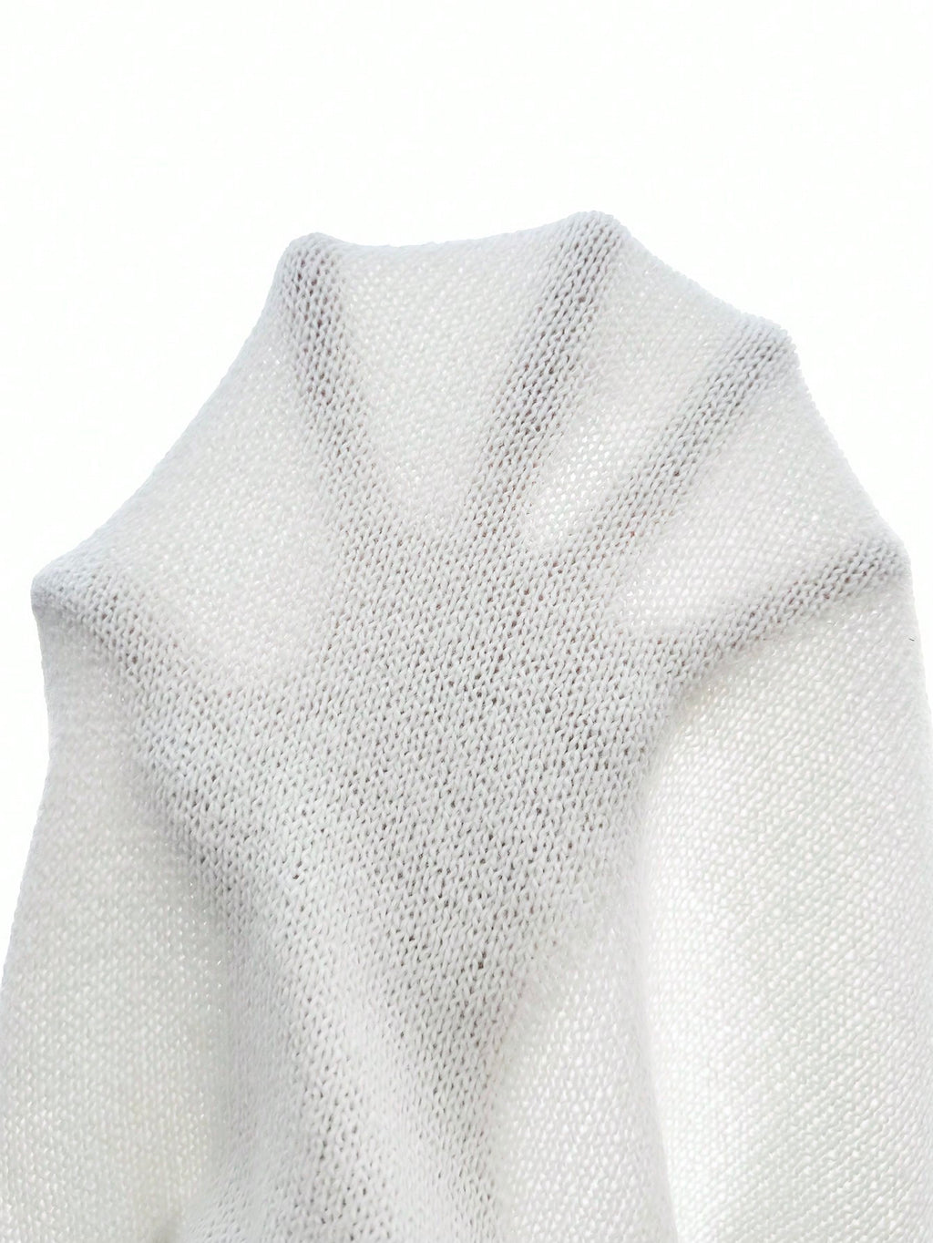 SHEIN Clasi Ladies' Solid Color Drop Shoulder Casual Sweater White