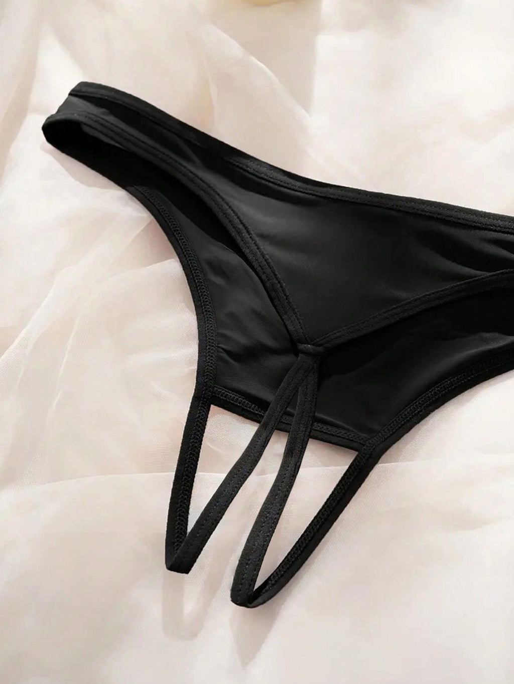 Women's Sexy Backless Custom Name/Letter Printed Thong Panties, Personalized Intimate Lingerie Black